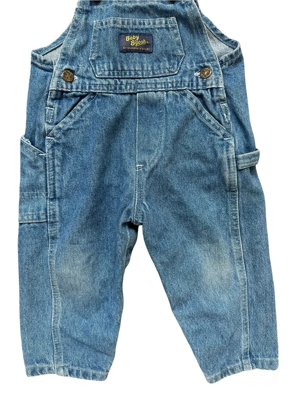 Vintage Kids Unisex Oshkosh B’Gosh Faded Denim Vestbak Overalls Size 18 Months
